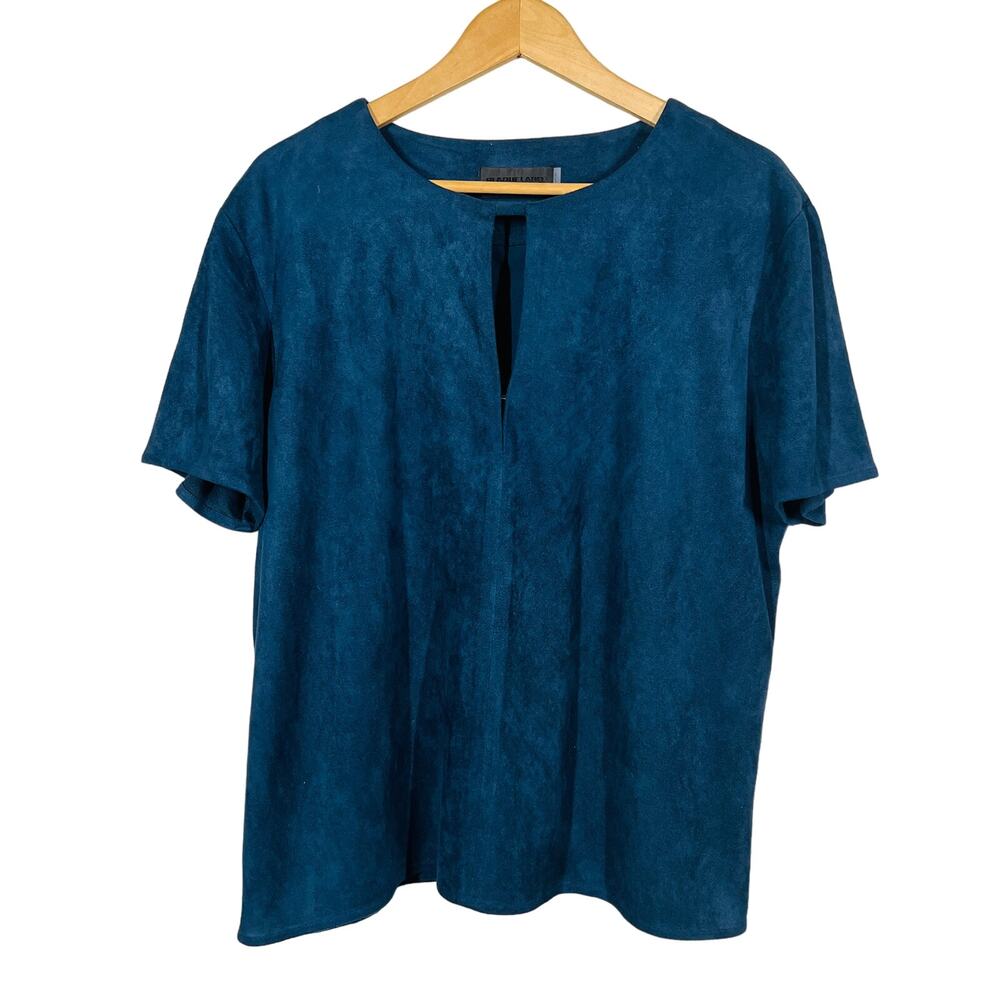 Blaque Label Keyhole Tunic Top Fully Lined Navy Soft Cap Sleeve Blue - M
